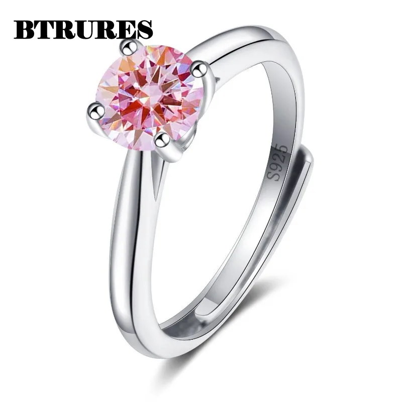 925 Sterling Silver Adjustable Purple Zircon Open Ring