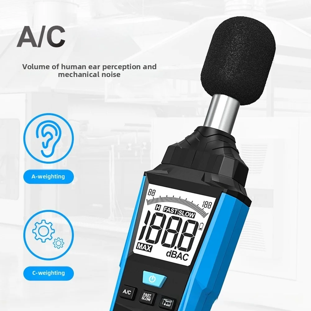 SL720A Portable Decibel Meter with Dual AC Weighting Mode Fast Slow Response 125ms 1000ms MAX Hold and Rubber Casing