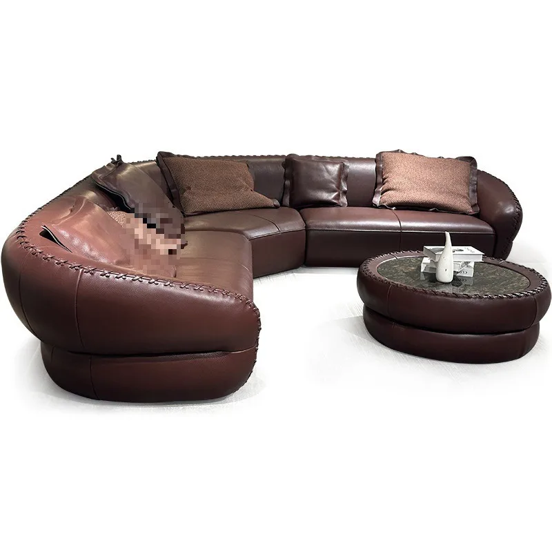 Full Italian minimalist curved sofa, light luxury large apartment matte velvet living room reception C-Hongyun sofa