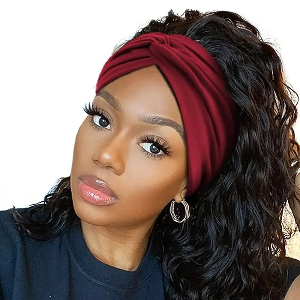 Boho Thick Twisted Extra Large Turban Wide Headbands Workout Headband Head Wraps for Women