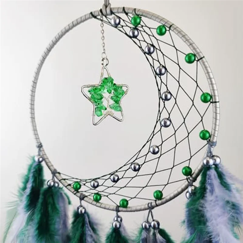 

AB33-Feather Dream Catcher Dream Catcher For Bedroom, For Wall Hanging Craft Gifts Green
