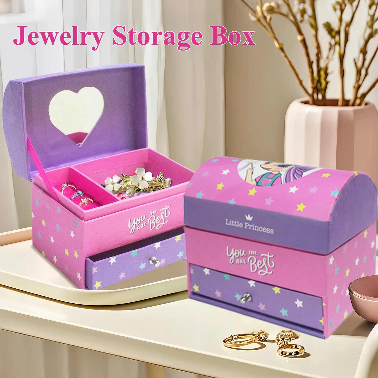 قطعة واحدة منظم مجوهرات مع درج للخواتم والأقراط والقلائد والأساور وما إلى ذلك. عيد الأم، عيد الحب، هدية عيد ميلاد #2