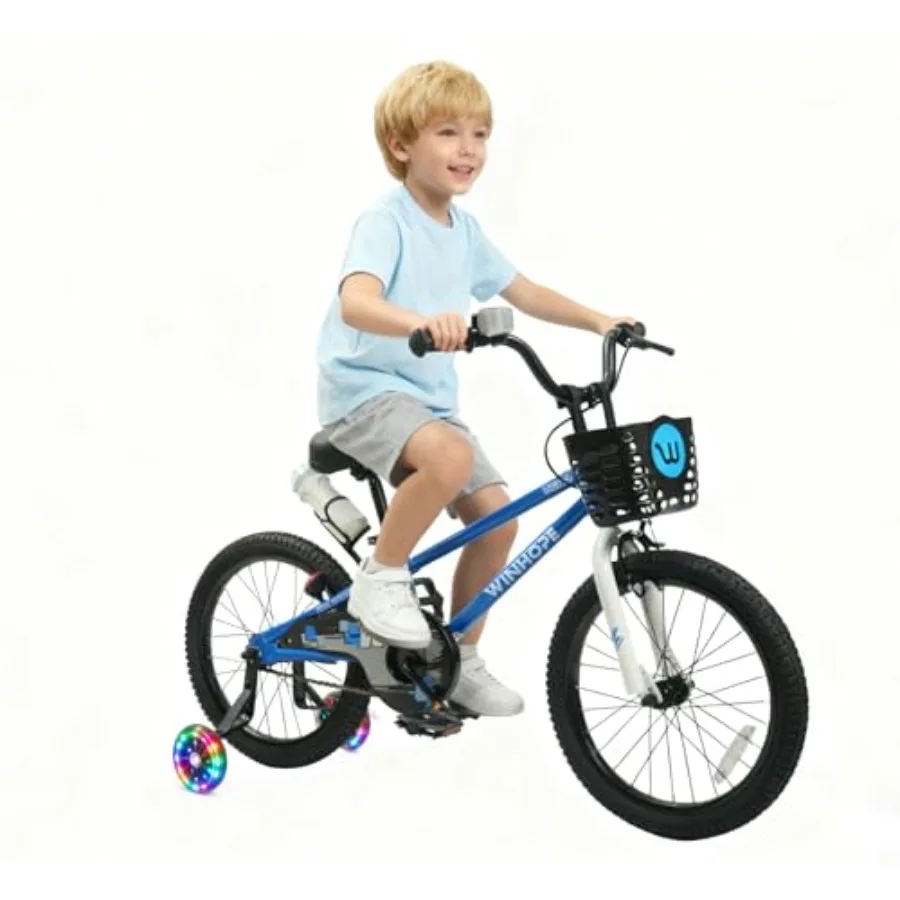Bike 12 14 16 18 Inch Toddler Bicycle with Light Up Training Wheels and Dual Brakes Bike for Beginner with Adjustable Seat and