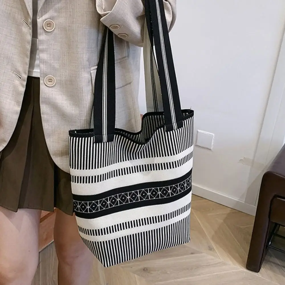 Shopping Bag Geometric Shoulder Bag Large Capacity Mommy Bag Color Blocking Bucket Bag Underarm Bag Storage Bag