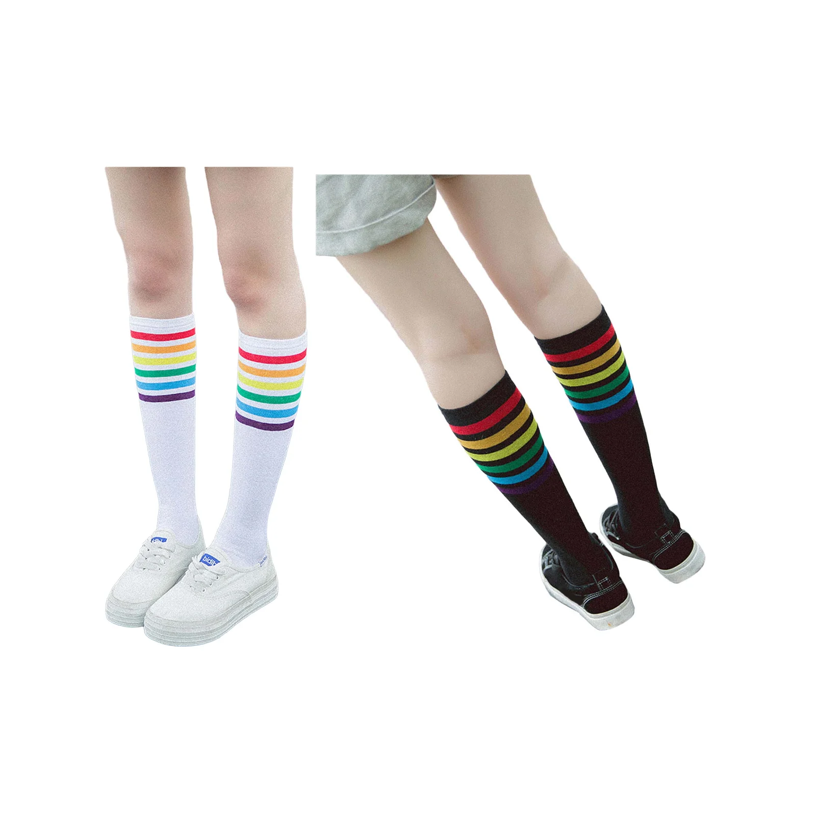 

Летние чулки в стиле Campus Goddess, черно-белый двухцветный комплект