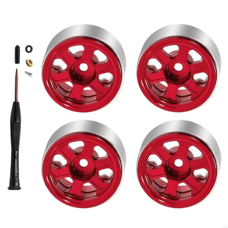 Packung mit 4 hochwertigen 1/30 SCX30 0,7 Zoll Aluminium-Metall-Ersatzrädern für Off-Road-Modelle A2UB – Detail 7