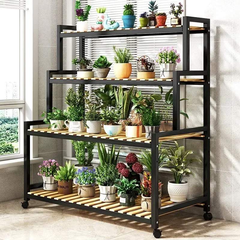 Flower Rack Living Room Floor-standing Balcony Shelf Iron Succulent Indoor Multi-layer Ladder Type Flower Rack Plant Pot Holder