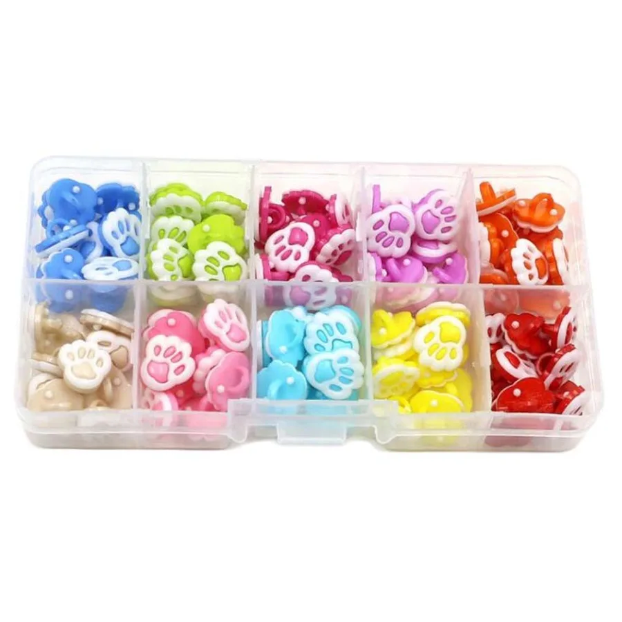 

100 Pcs Multicolor 12.5mm Sewing Resin Buttons DIY Art Craft Button Painting Kit Cat Paw