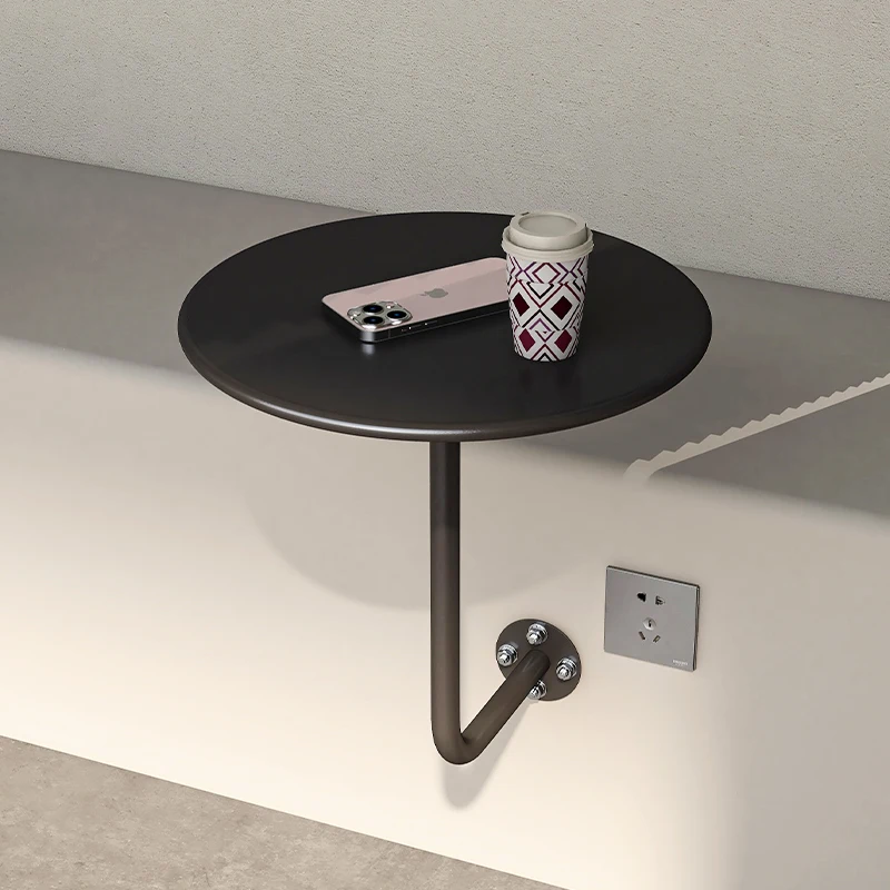 Wall-Mounted Iron Cafe Table  Industrial  Round Wall Tables  Easy-Clean  Side desk  Compact Hanging Tea Table for Small Spaces