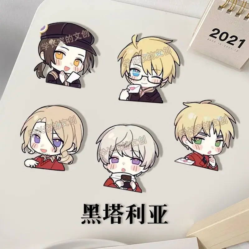 5pcs Axis Powers Hetalia Arthur Kirkland Ludwig Student Style Acrylic Brooch Pin Cosplay Badge Jewelry For Clothes Backpack Gift