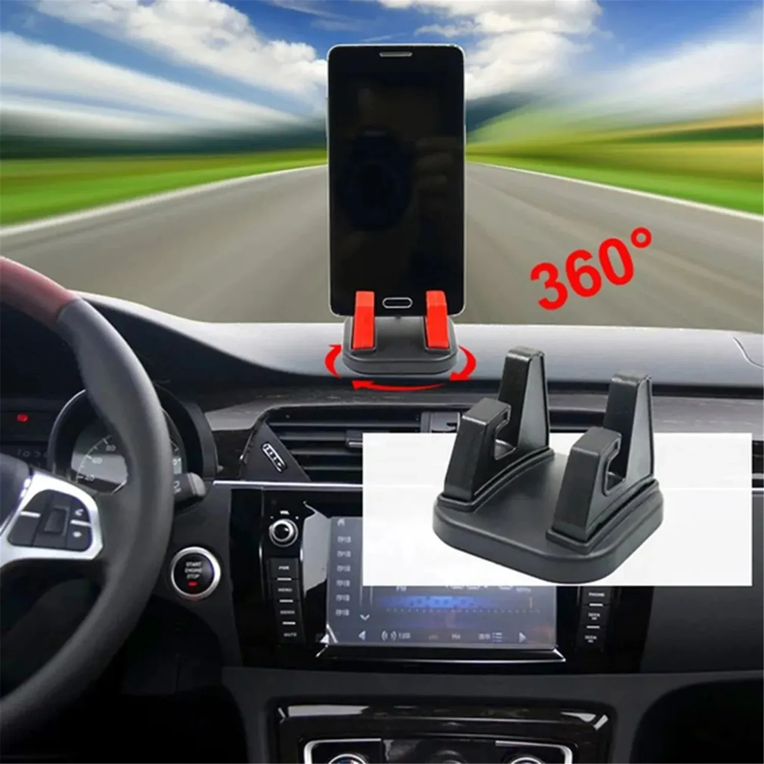 360-Grad-Autotelefonhalterung, weiche Silikon-Anti-Rutsch-Matte, Handy-Halterung, Ständer für Auto, GPS, Armaturenbrett-Halterung, 6 x 6 x 4,5 cm