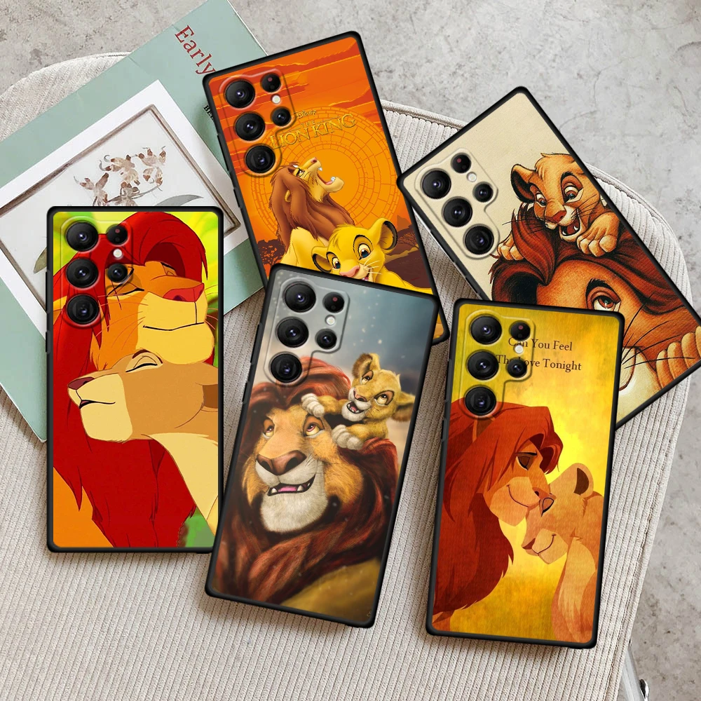 Disney Cartoon The Lion King For Samsung Galaxy S24 S23 S22 S21 S20 FE S10 S10E Plus Ultra Pro Lite 5G Black Back Phone Case