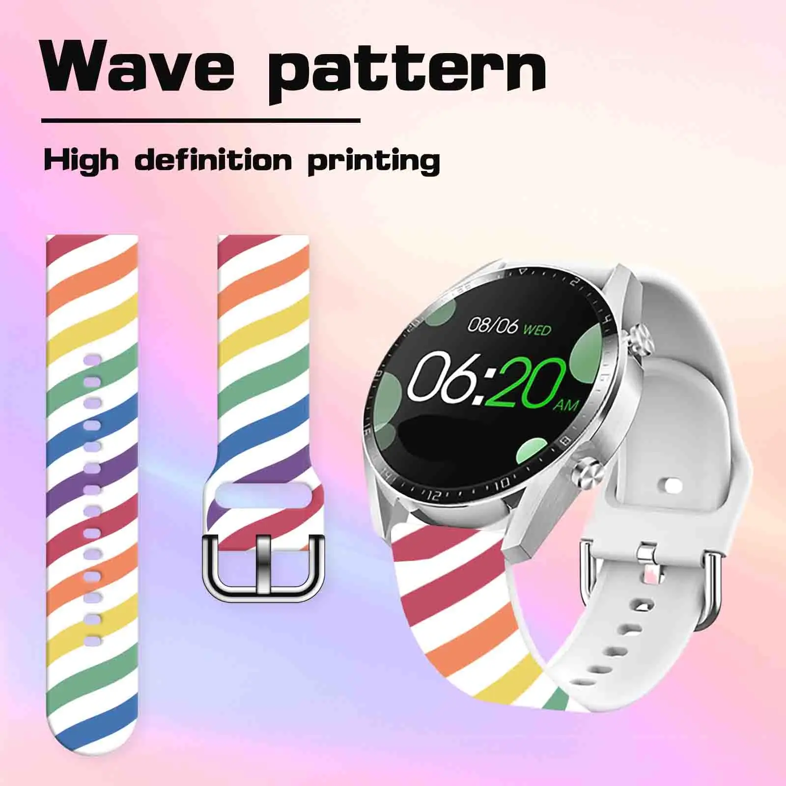 20 مللي متر موجة حزام مطبوع لساعة سامسونج جالاكسي 7/6/5/4 40 مللي متر 44 مللي متر الفرقة استبدال سوار 22 مللي متر لشاومي Amazfit حزام الساعات