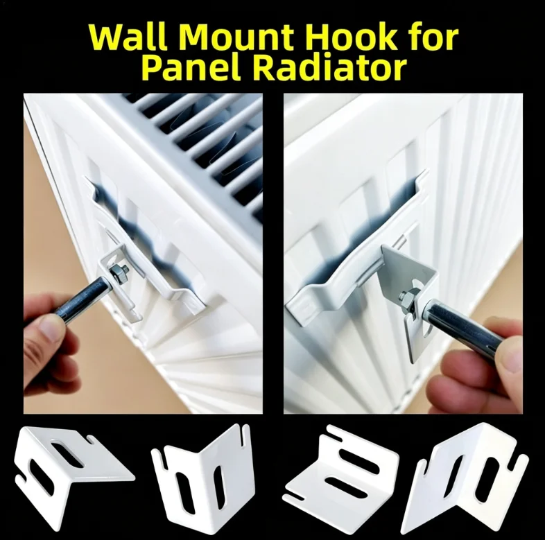 Steel Radiator Wall Hook Set White Mounting Bracket With Screws For Contemporary Heating Panel Secure Installation Home Improvem