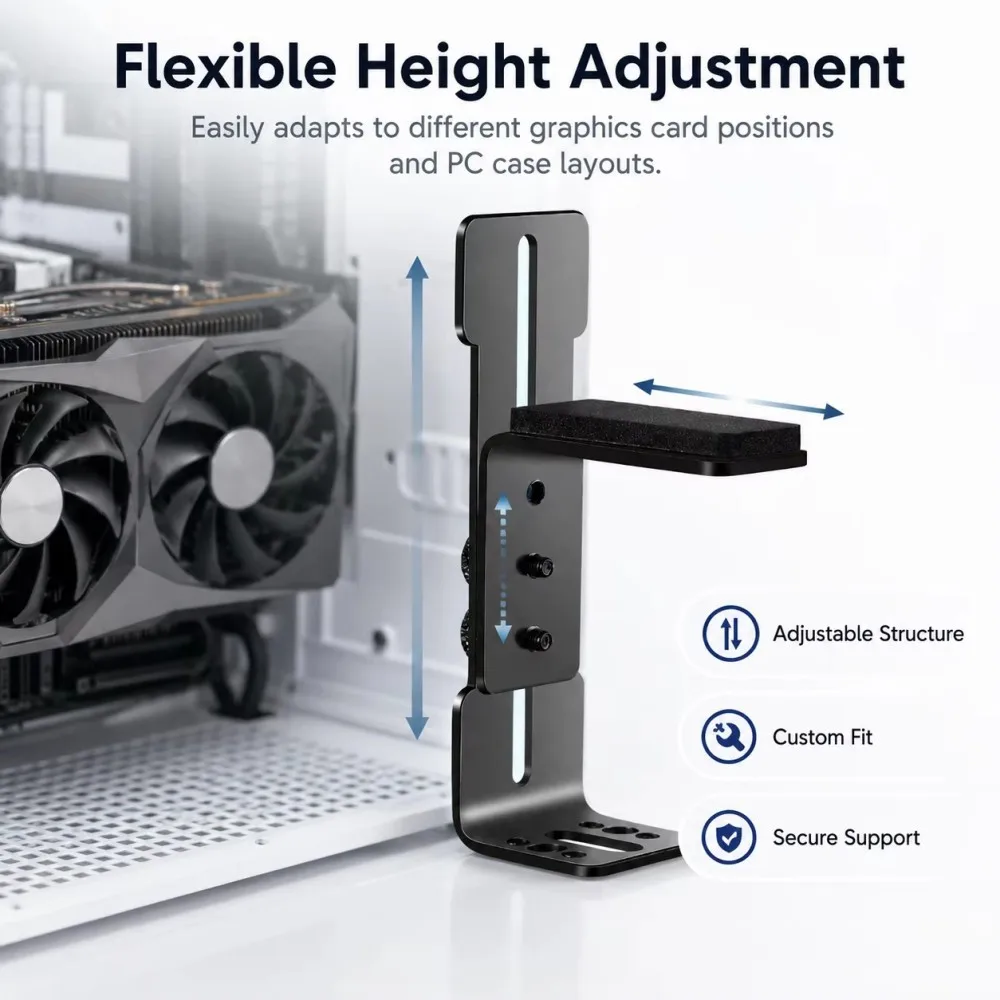 KEBIDUMEI Graphics Card Holder Adjustable Video Card Bracket GPU Holder for ITX/ATX Desktop PC Case Accessory Prevent Sagging