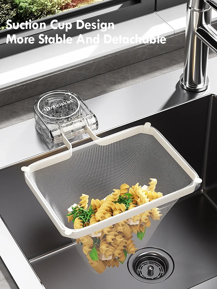 

Kitchen Sink Filter Rack Suction Cup Iron Drain Filter Screen Household Strong Load-Bearing Foldable Upright Protector fregadero