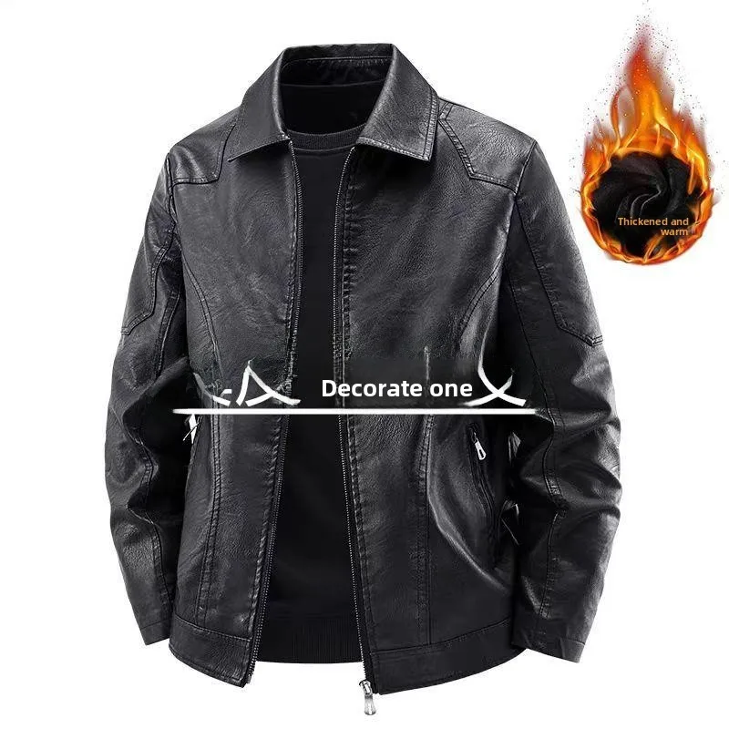 

Мужская кожаная куртка премиум-класса с флисовой подкладкой, повседневная, деловая, осенне-зимняя, больших размеров, универсальная, мотоциклетная, из натуральной кожи