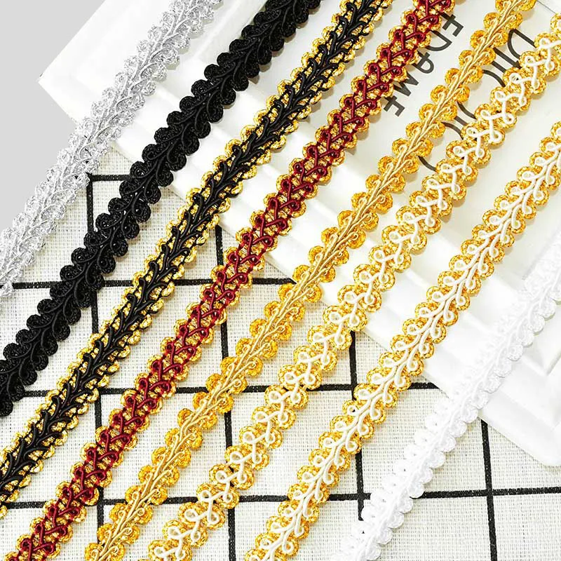 5yards Gold Silver Trim Ribbon Lace Edge Trim Belt Applique Centipede Braided Lace Ribbon DIY Craft Clothes Material Accessories