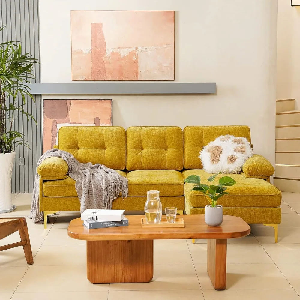 

Convertible Sectional Sofa Couch, 83" L-Shape Sofa Couch with Chaise Convertible,ChenilleFabric Upholstered for Living Room