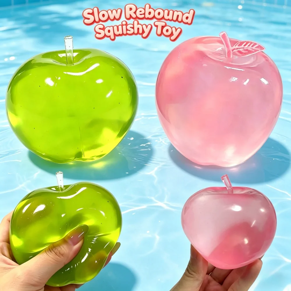 

Transparent Green Apple Squeeze Toy, Slow Rebound Squishy, Novelty Stress Relief Fidget for Teens Adults Desk Decor