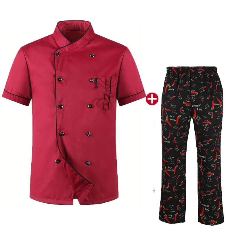 Chef-kok uniformen set voor heren dames restaurant gebak keuken kok ober jas en broek