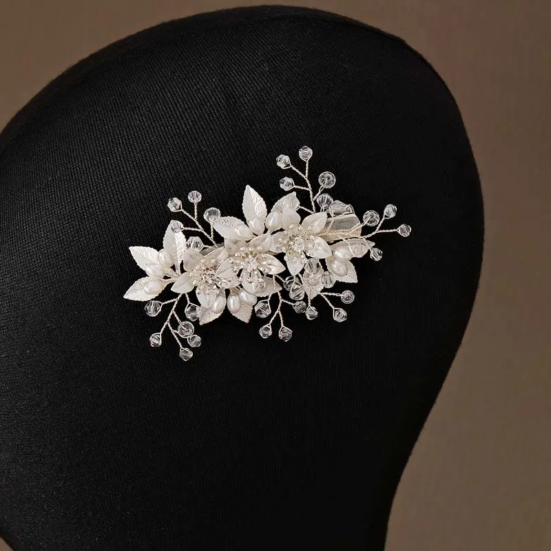 

Модные заколки с жемчугом и цветком, серебряные гребни для волос, свадебные украшения, аксессуары, головные уборы для женщин, украшения для волос невесты