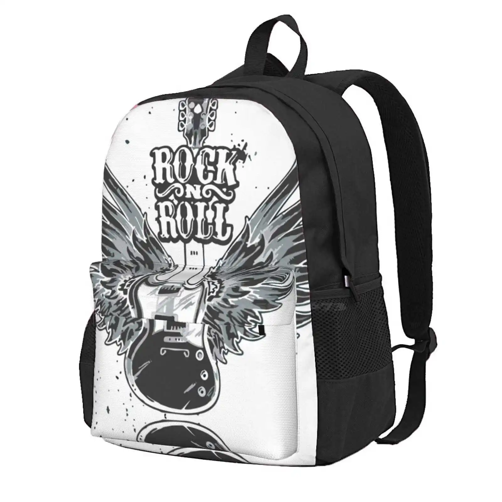 Rock N Roll Hot Sale Schoolbag Backpack Fashion Bags Rockroll Collage Greatest Bands Grunge Albums Cds Famous Musicians