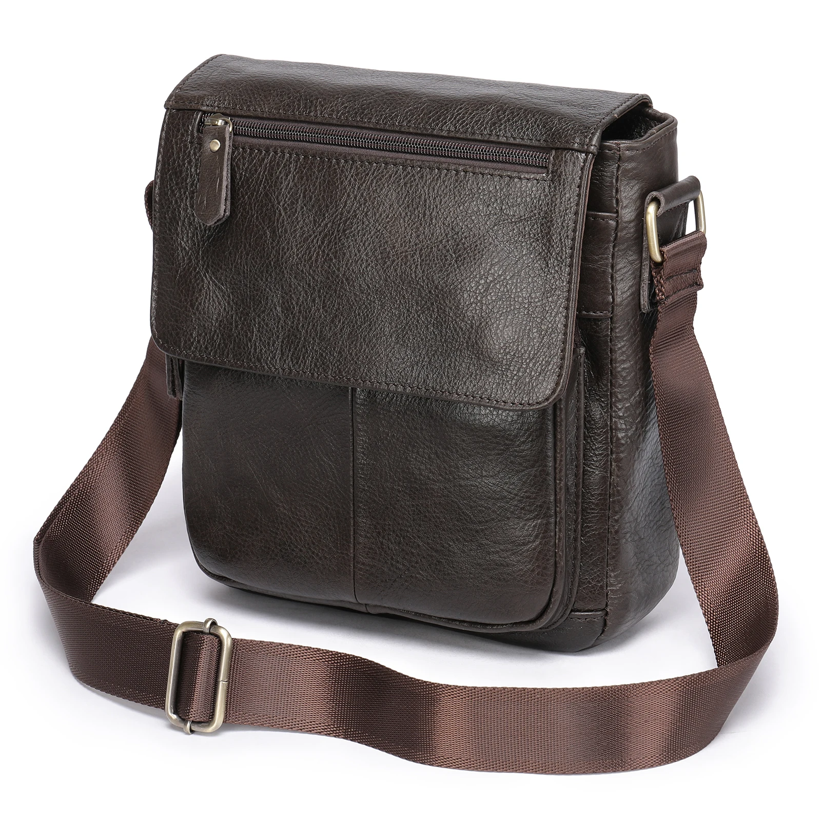 Genuine Leather Men's Small Sling Crossbody Shoulder Bag Mens Messenger Pack Cross Body Satchel Side Bags for Man Father Husband