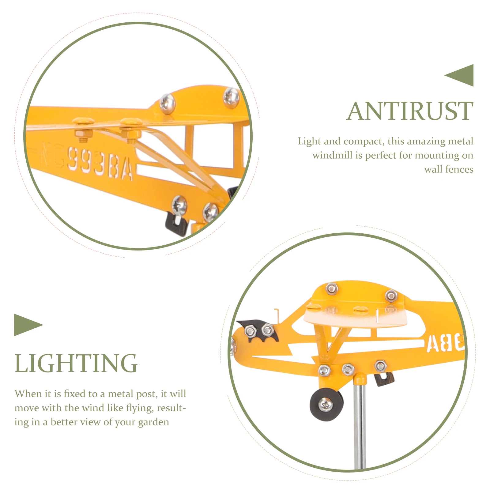 

Iron Airplane Spinners Durable Outdoor Yard Metal Windmill Plane Sculptures Spinners Decoration Lawn Display