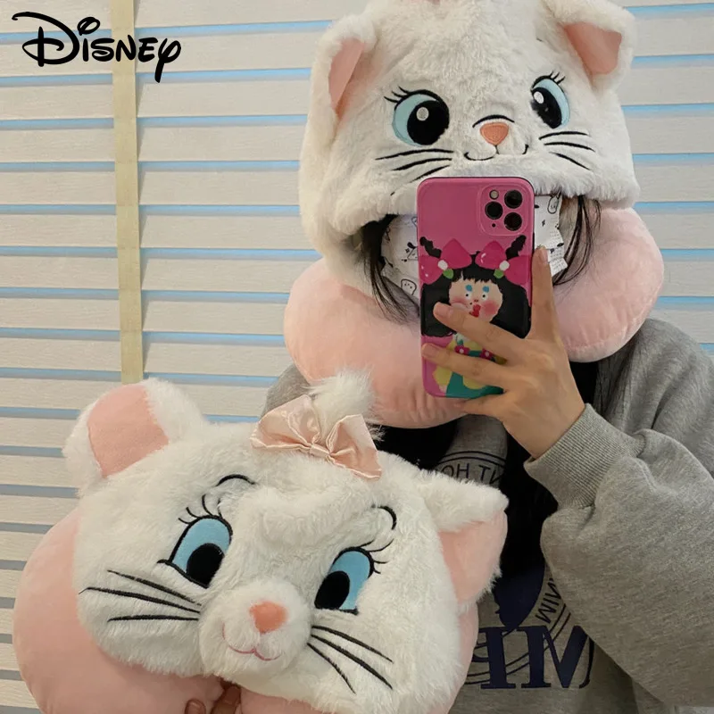 

Disney Marie Cat U Shaped Pillows Cartoon Cute Office Neck Protective Pillow Hooded Women Men Travel Portable Accessories Kawaii