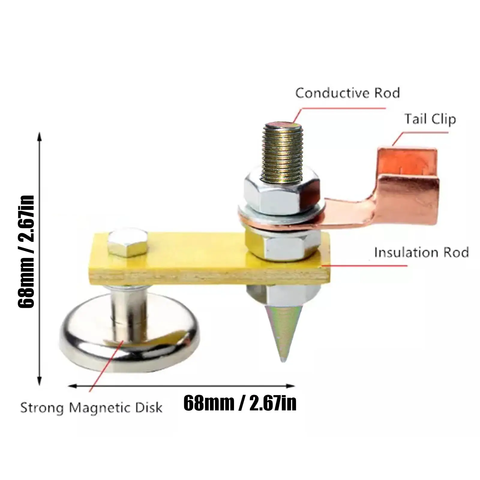 Imagem -05 - Ímã Cabeça Magnética Soldagem Ground Clamp Suporte Fixture Strong Welder Sheet Máquina de Reparo de Metal Ground Wire Clamp 1pc