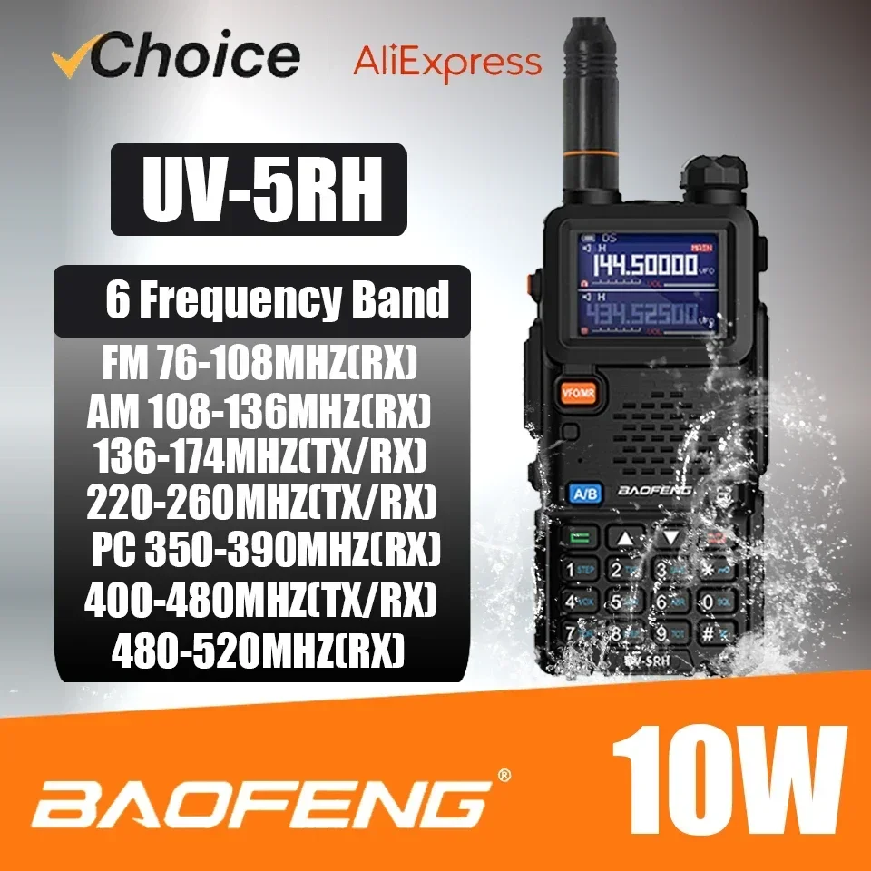 Baofeng Official Store UV 5RH 10W Full Bands Walkie Talkie Wirless Copy Frequency Type-C Charger Upgraded UV 5R Transceiver