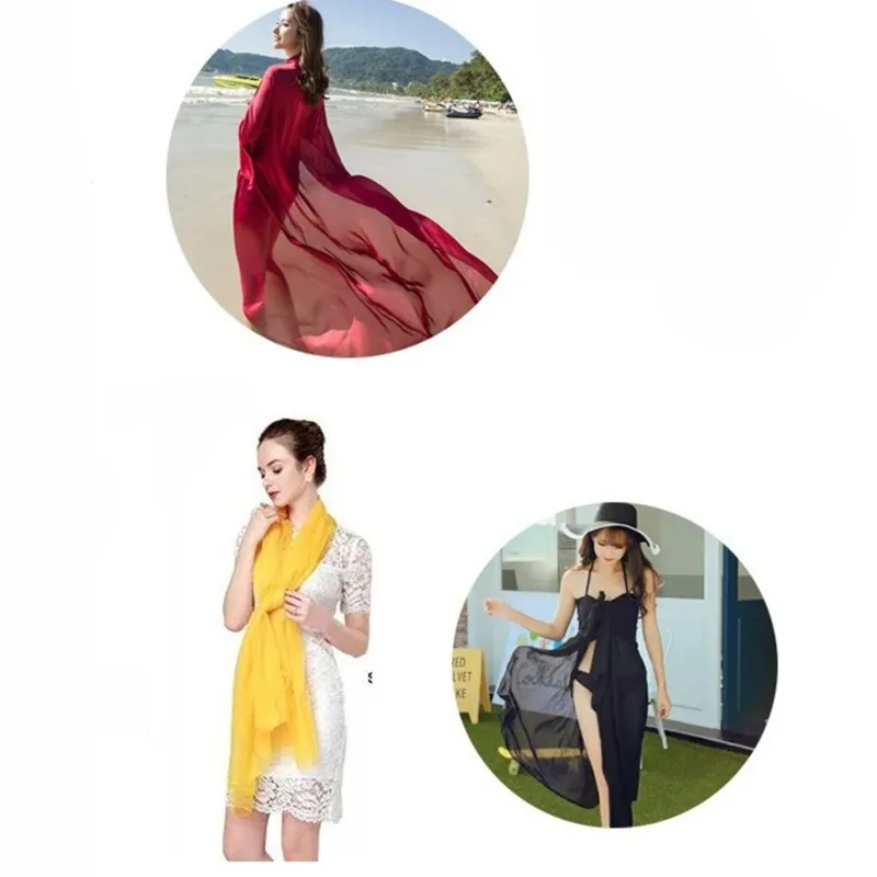 Colorful Women Chiffon Shawl Scarf Shawls for Women Wraps Wrap Hijab Lot Cape Female Scarves Summer Sunscreen Transparent image 6