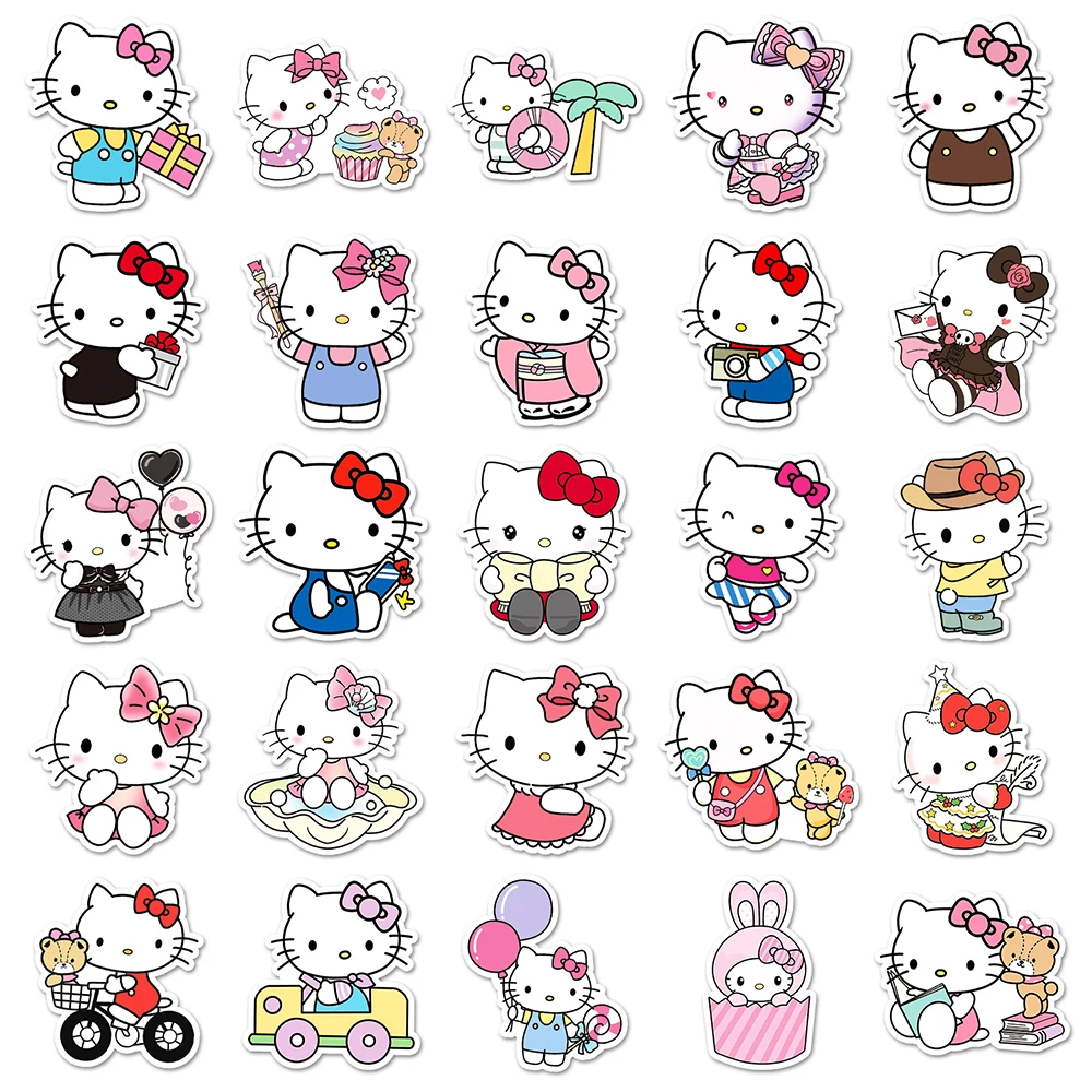 10/30/50 Stuks Kawaii Hello Kitty Sanrio Stickers Decals Diy Decoratie Voor Skateboard Notebook Telefoon Fiets Kids Graffiti Speelgoed Geschenken