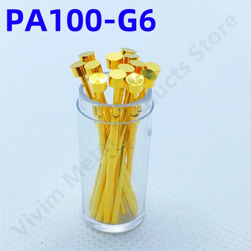 

100PCS PA100-G6 Spring Test Probe PA100-G Test Pin P100-G P100-G6 Test Tool 33.35mm 1.36mm Needle Gold Tip Dia 3.0mm Pogo Pin