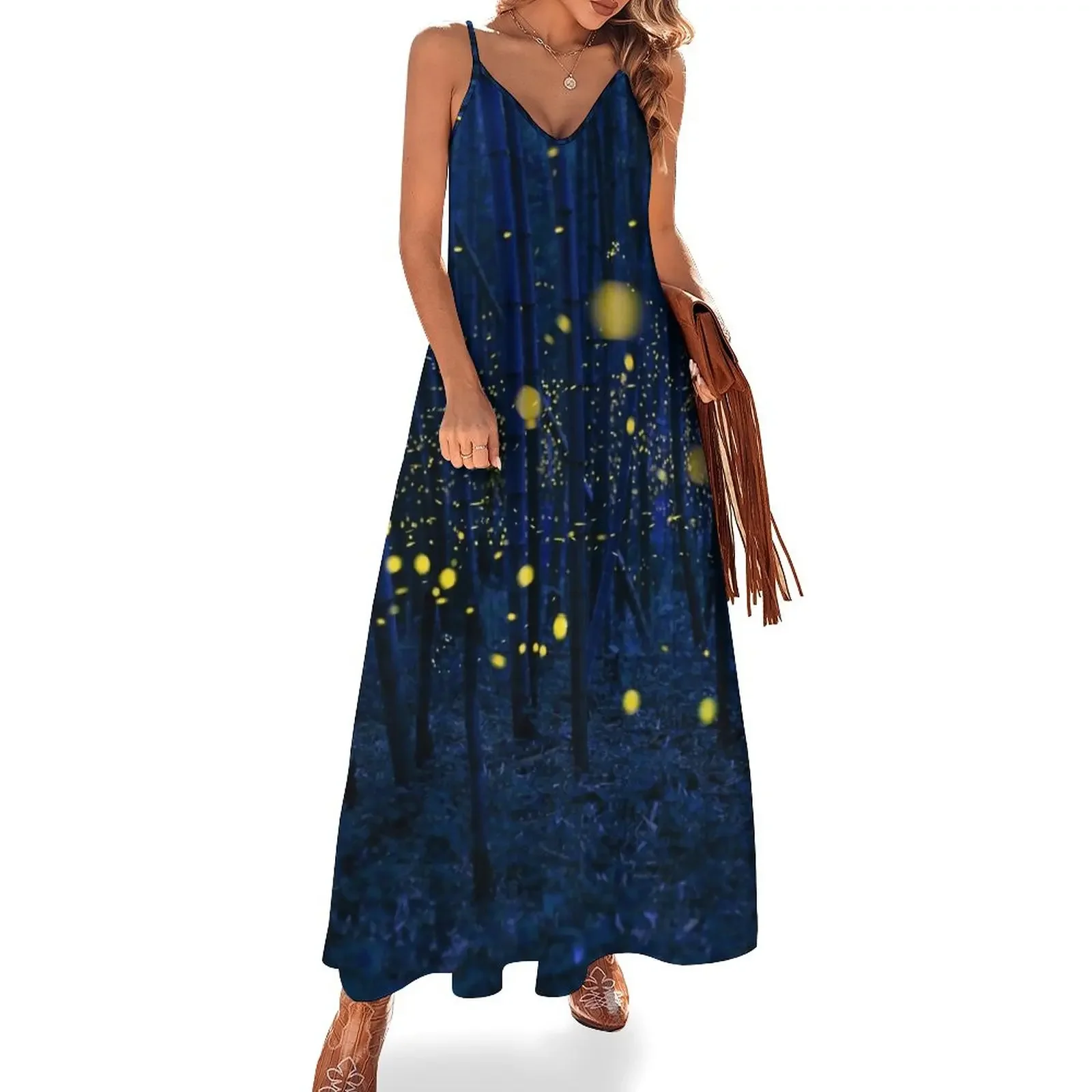 

Fireflies in the forest Sleeveless Dress Women's long dress Dance dresses