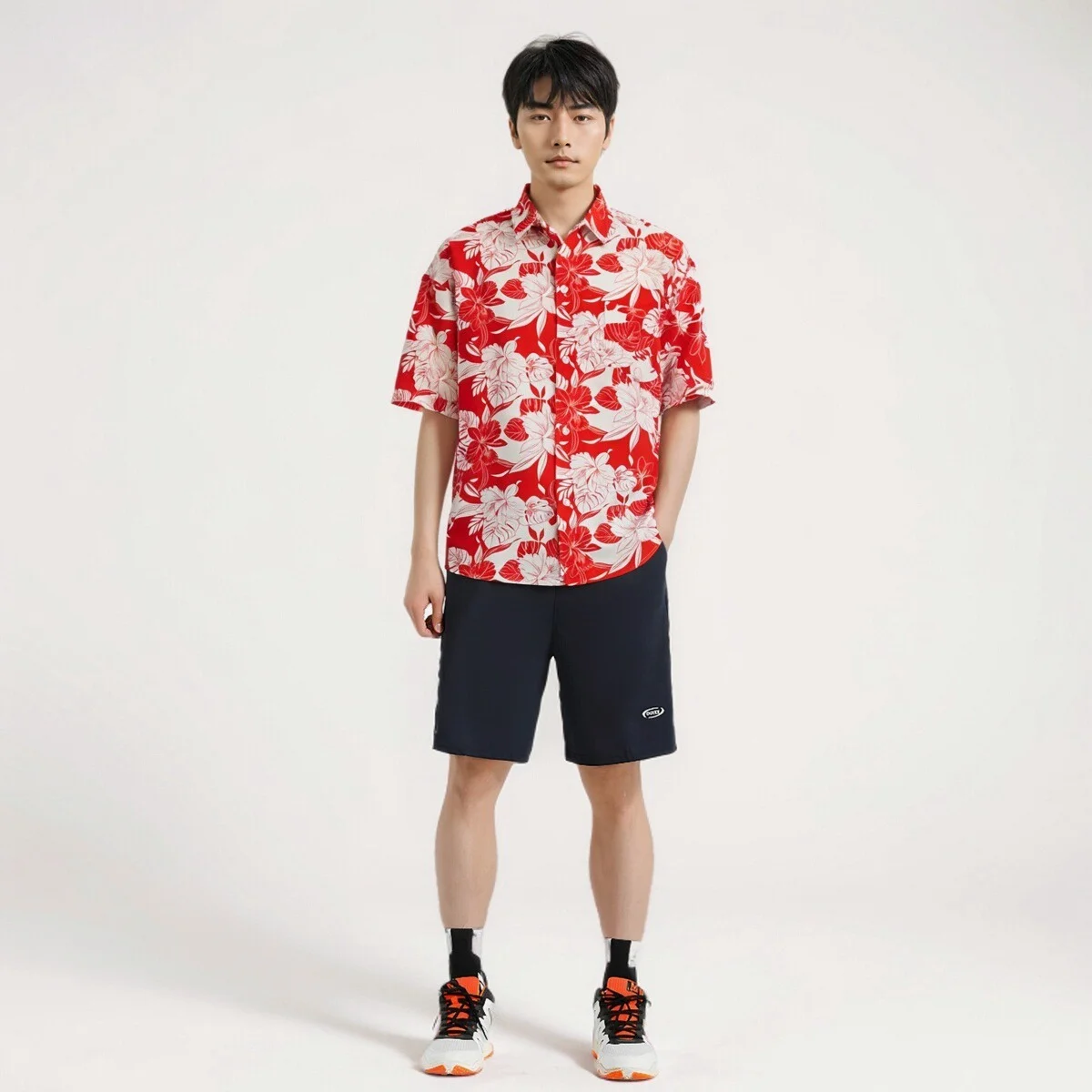 

Thai Style Cuba Collar Flower Men's Shirt Hong Kong Style Retro Phuket Island Beach Loose Vacation Short Sleeve Coat