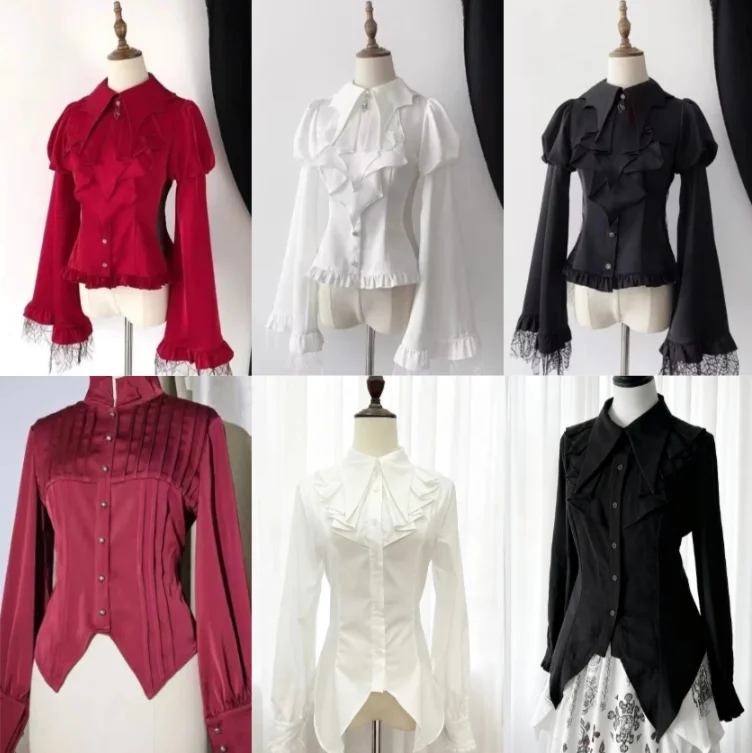 2026 Y2K Sweet Aesthetic Women Lolita Shirt Japanese Harajuku Gothic Long Sleeve Slim Fit Blouse Daily Party Tops Clothes