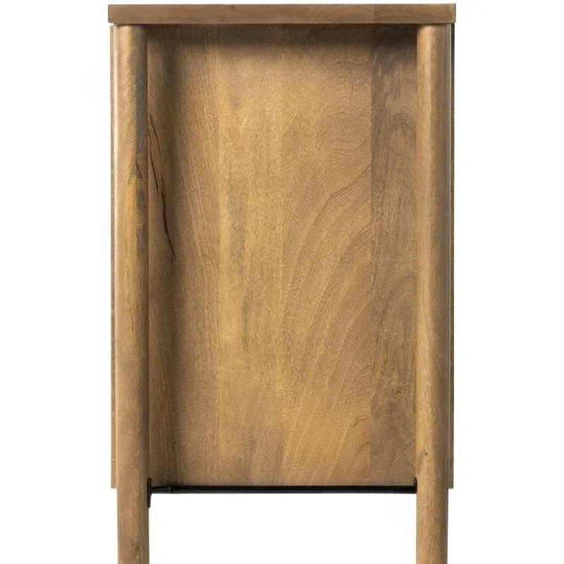 Japanese-style solid wood wabi-sabi wind dining side cabinet Nordic homestay style TV cabinet retro rattan oak 5