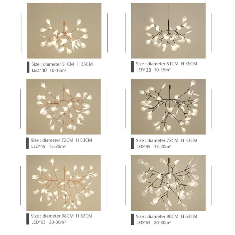 Postmodern Designer Personalized Creative Branch Lamp Nordic Simple Firefly Chandelier for Bedroom Living Dining Room Study