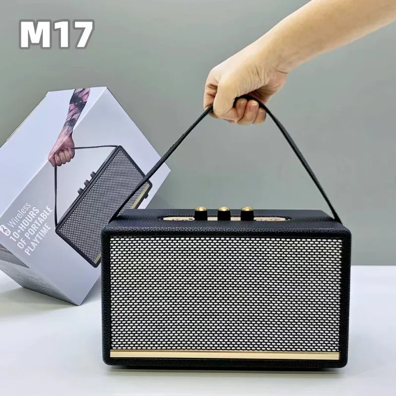 M17 Ретро деревянный Bluetooth-динамик Открытый портативный сабвуфер Бас HIFI Стерео объемный звук Домашний настольный аудио Поддержка USB TF AUX