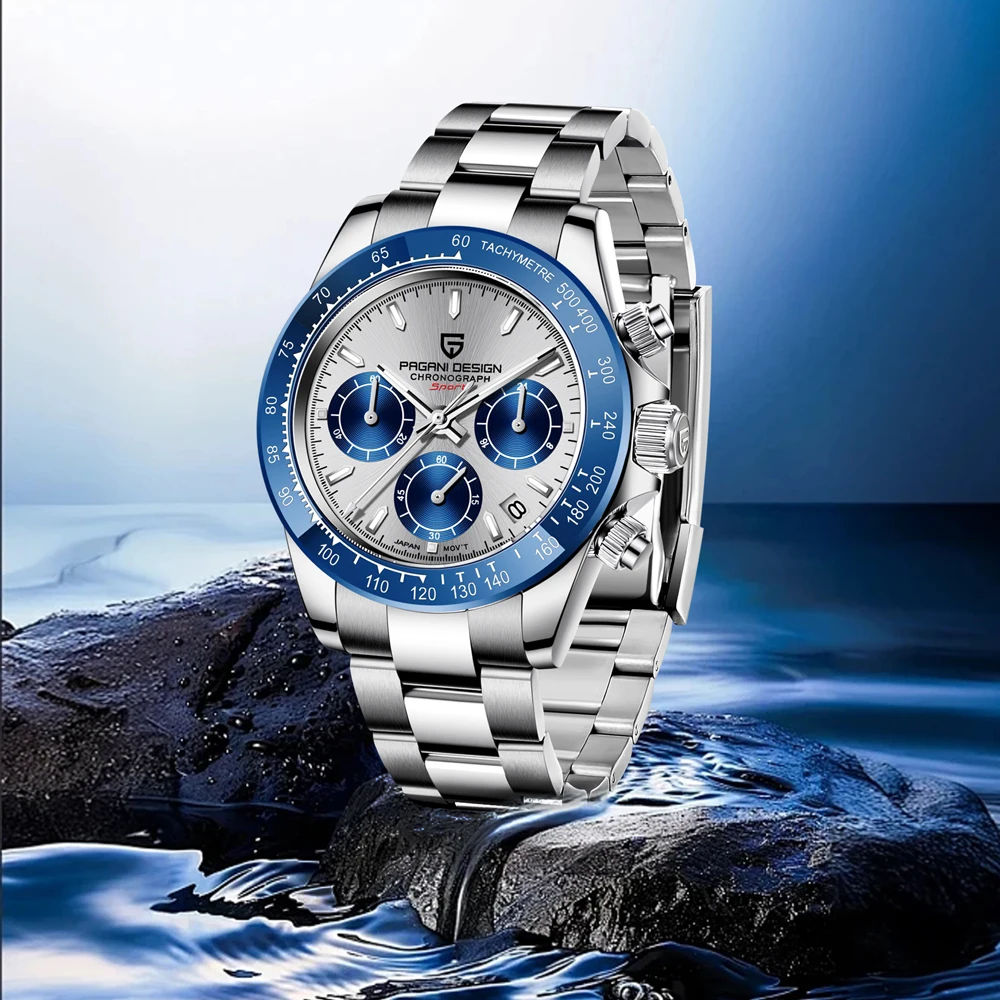 

PAGANI DESIGN мужские часы Роскошные кварцевые часы мужские 1644 AR с сапфировым стеклом спортивный хронограф VK63 мужские часы из нержавеющей стали