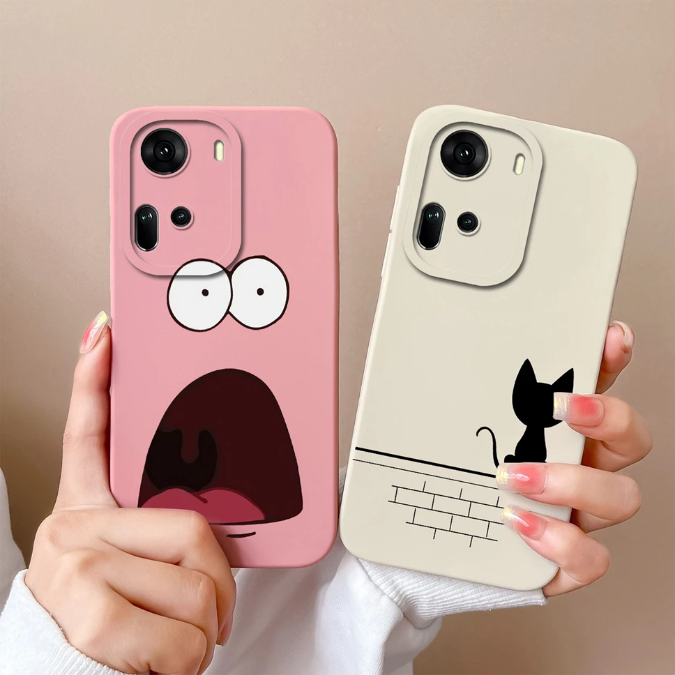 Case For Oppo Reno11 Pro 5G Fashion Cats Astronaut Square Liquid Soft Shockproof Cover For Oppo Reno11Pro 5G Fundas Coque Capa