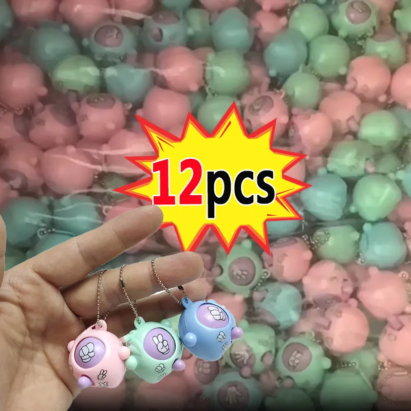 12 Pcs Mini Rock Paper Scissors Egg Keychain Random Color Keyrings Guessing Game Toy for Kids Teens Adults Cute Key Accessories