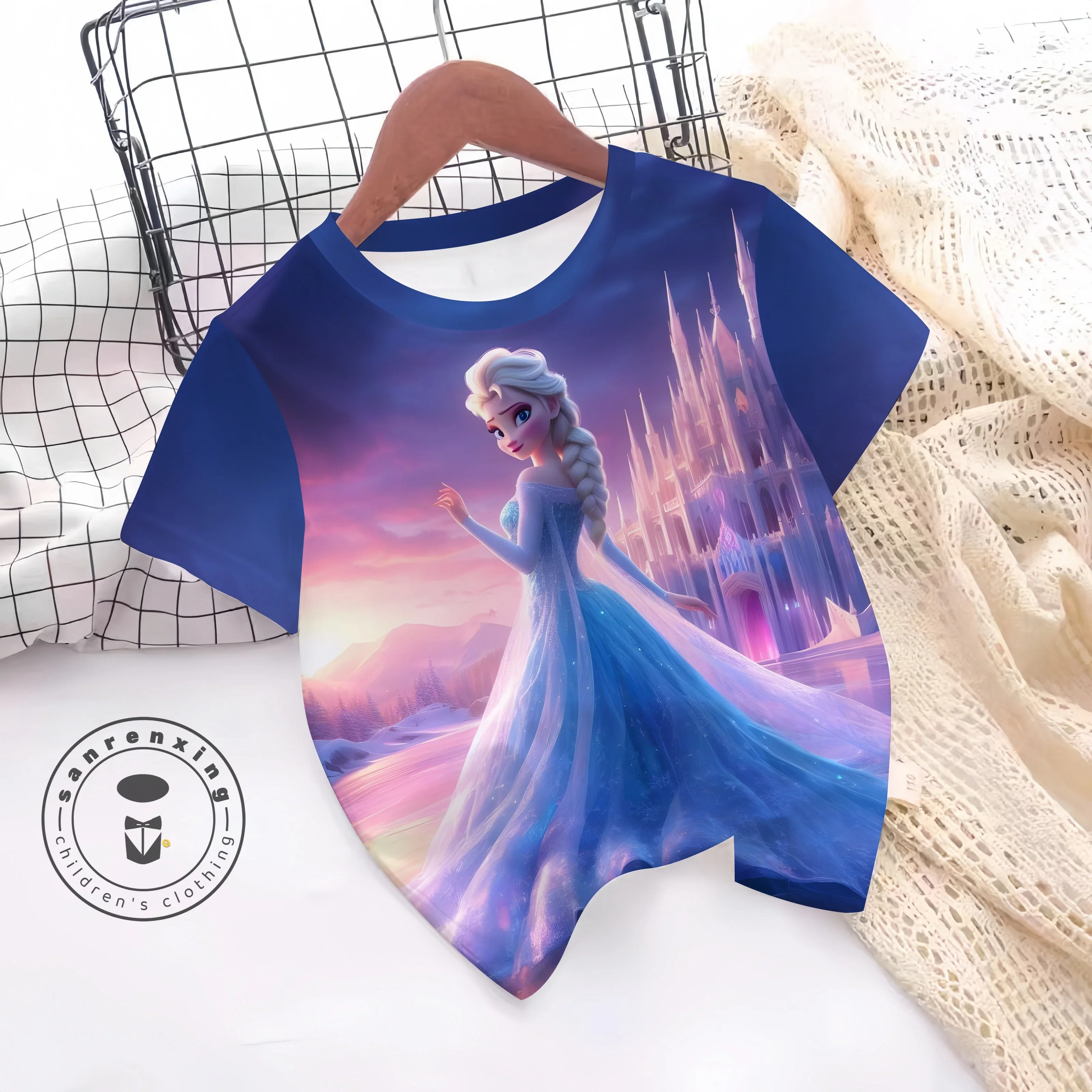 

Милая детская крутая летняя модная удобная популярная футболка с 3D принтом в стиле аниме «Холодное сердце», детская одежда для детей от 3 до 14 лет