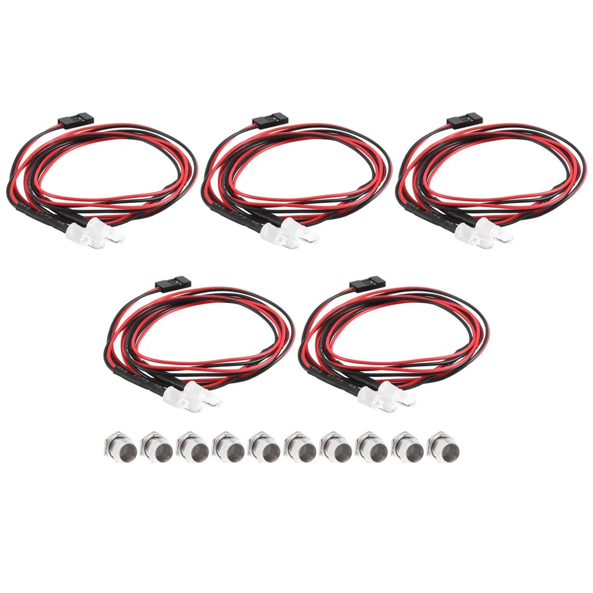 5PCS 2LED 5mm Headlights RC Accessory LED Lights for 1/10 Model Drift Car Vehicle, Red