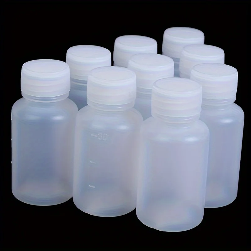 10pcs 30ml/1.06oz Liquid Dispensing Bottle Translucent Sample Bottle Liquid Bottle Empty Refillable Cosmetic Sample Container