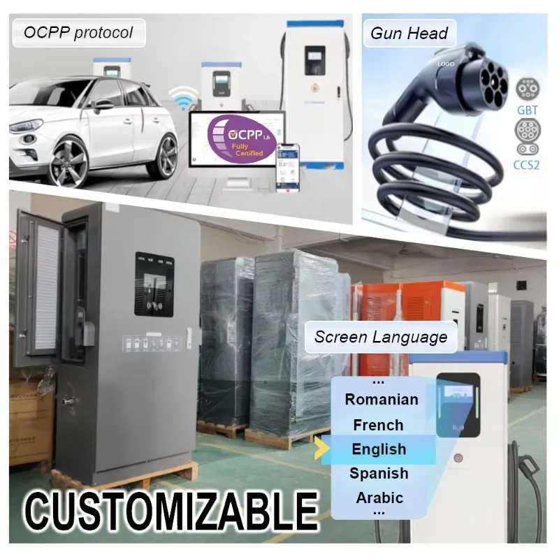 IP65 120kW DC fast charging station Dual  CCS2/GBT for electric truck/bus 200-1000 volts wide voltage input remote EMS chargi