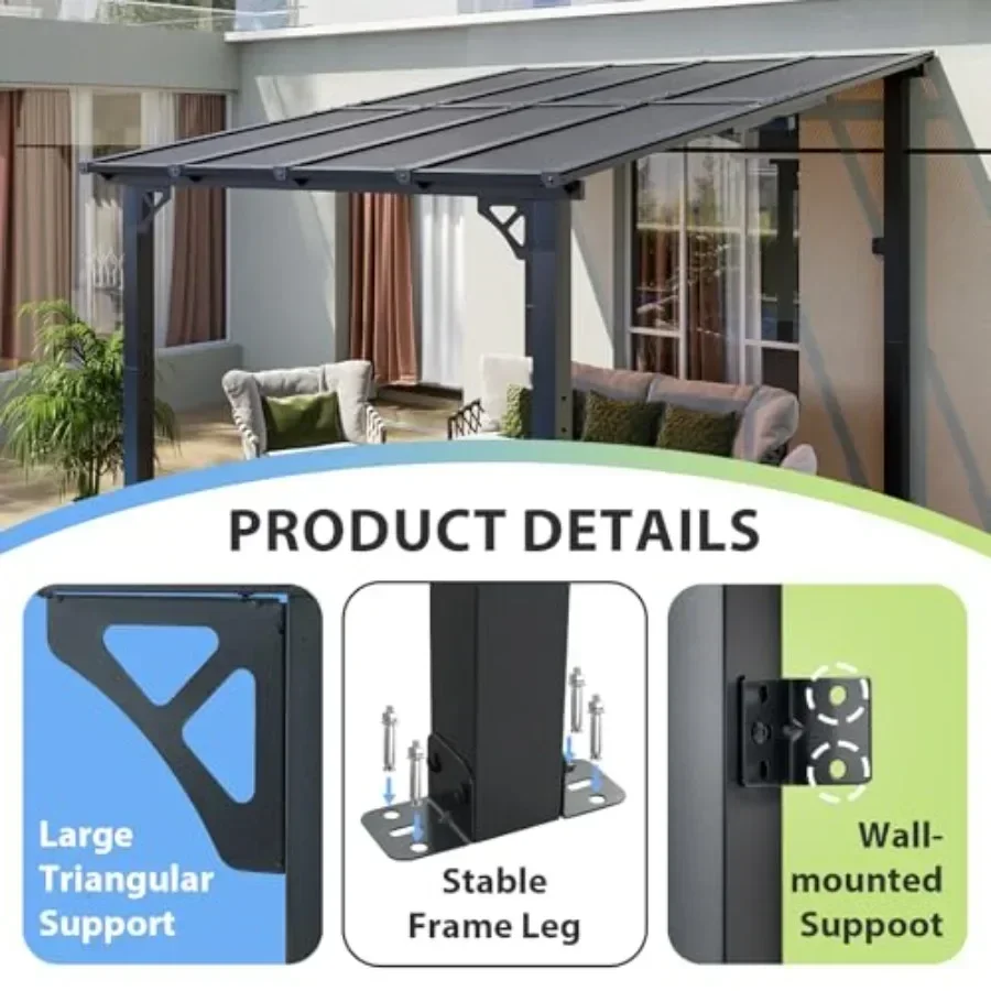 8'x10' Gazebo with Aluminum Frame and Polycarbonate Panel