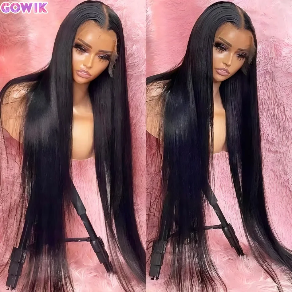 

Прямые парики из натуральных человеческих волос 13x6 HD с кружевной передней частью, предварительно выщипанные, натуральный черный цвет, 13x4, бразильские парики, оригинальный парик с кружевной передней частью, 30-40 дюймов